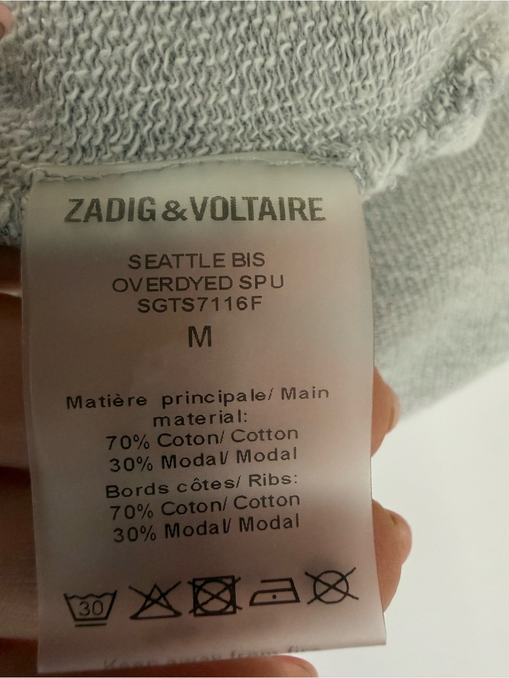 Zadig & Voltaire AMOUR Gray Graphic Tee Size M | French Chic - Picture 4 of 5